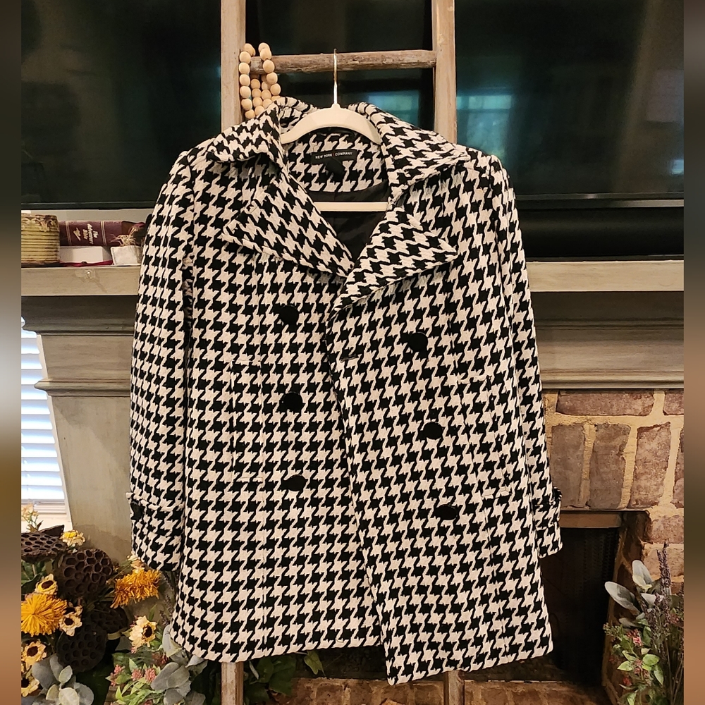 Women's New York & Company Houndstooth Jacket Size 8